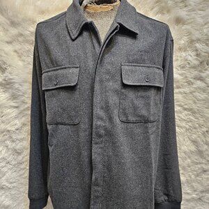 Jason Bolden Man's Charcoal Dark Gray Wool Blend Buttons Up Shirt Size XL